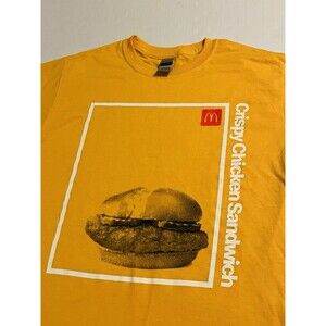 McDonald’s Chicken Sandwich Employee Work Uniform Promo T-Shirt SMALL Yelllow